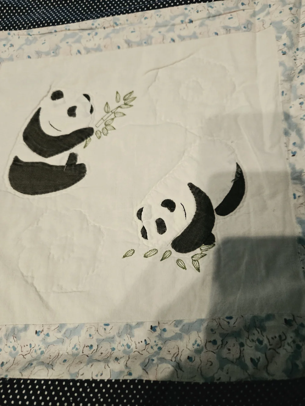 Vintage Handmade Panda Quilt 77